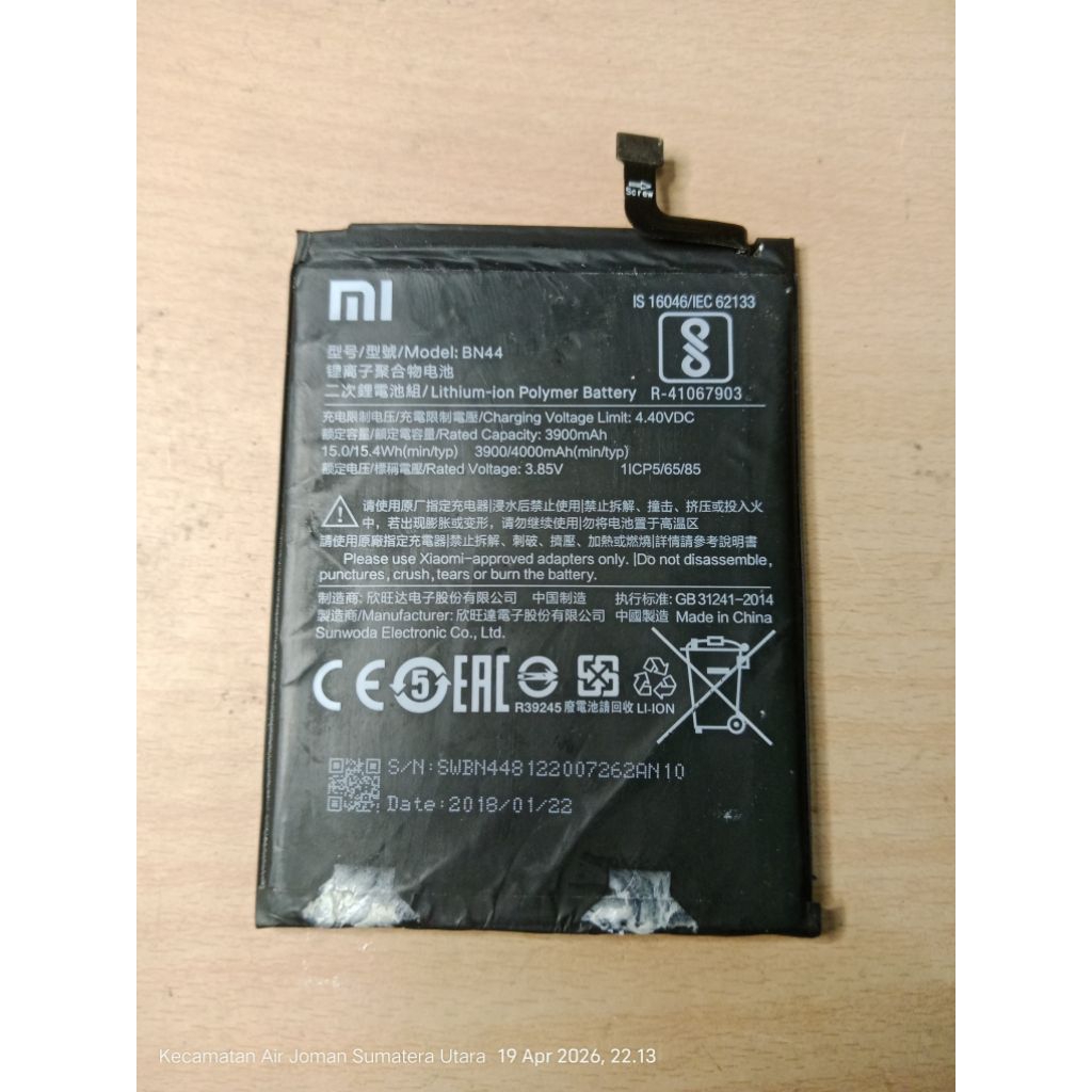 Batre Redmi 5plus Original Copotan