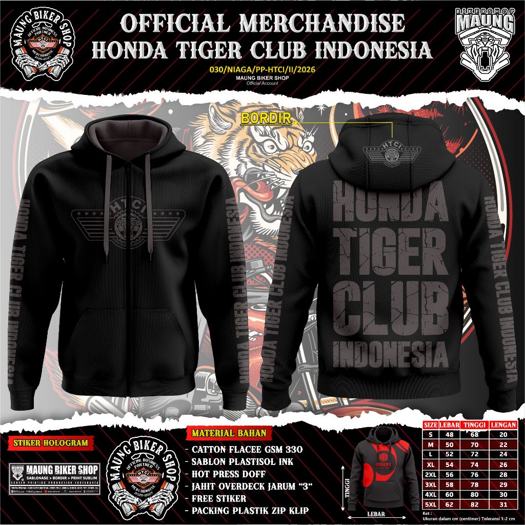MAUNG_ ZIP HOODIE HONDA TIGER CLUB INDONESIA #VOL1. 2026