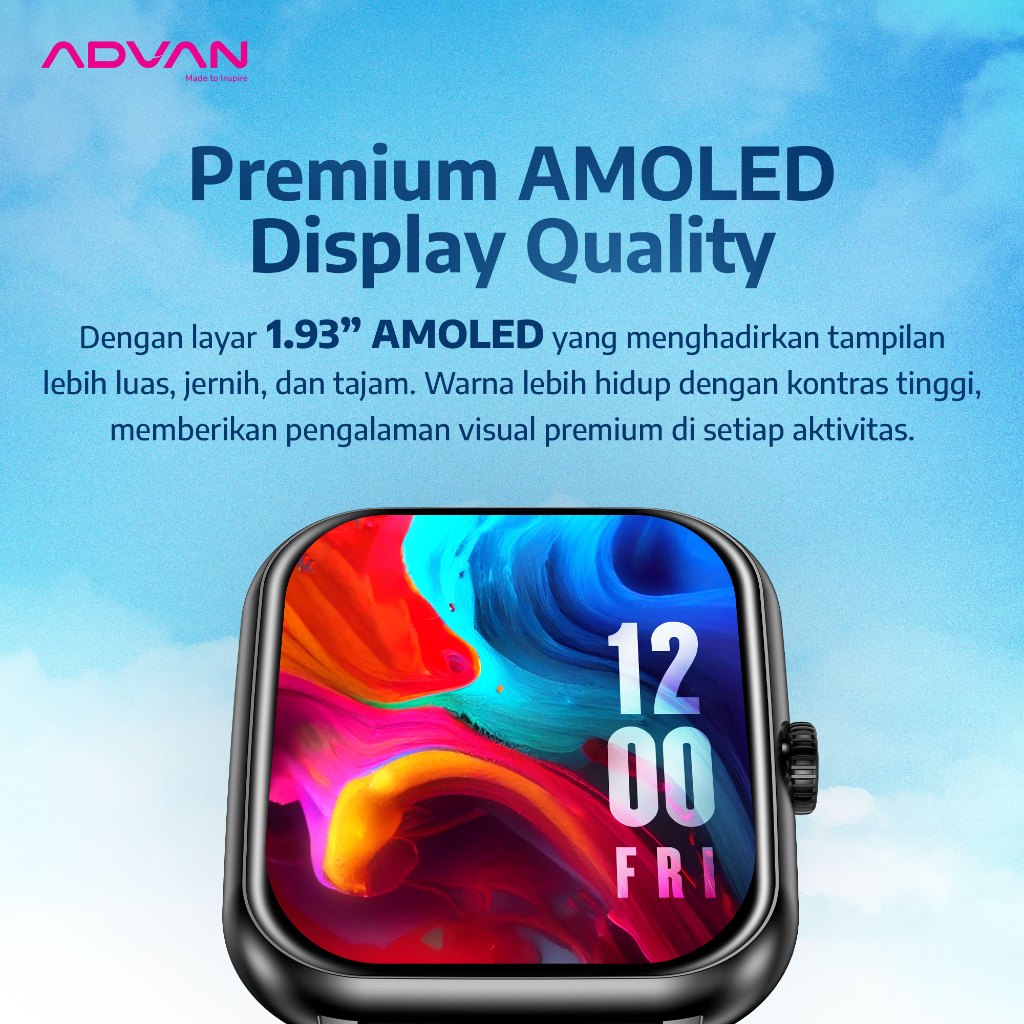 TERBARU ADVAN S2a Smartwatch AMOLED 1.93 NFC Door Access Bluetooth Call IP68 7 Hari Baterai Strava