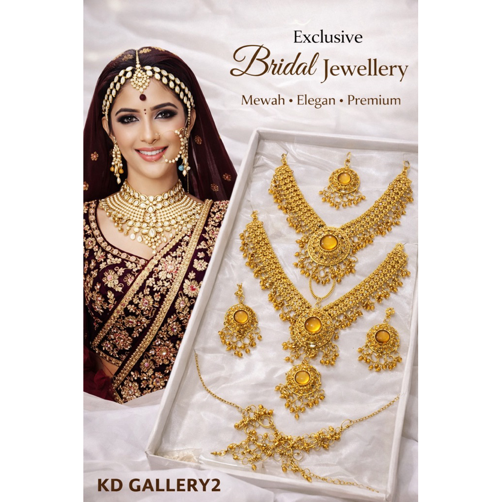 SET PERHIASAN PENGANTIN INDIA ELEGAN| AKSESORIS NIKAHAN WANITA FULL SET| SET KALUNG WEDDING MEWAH GO