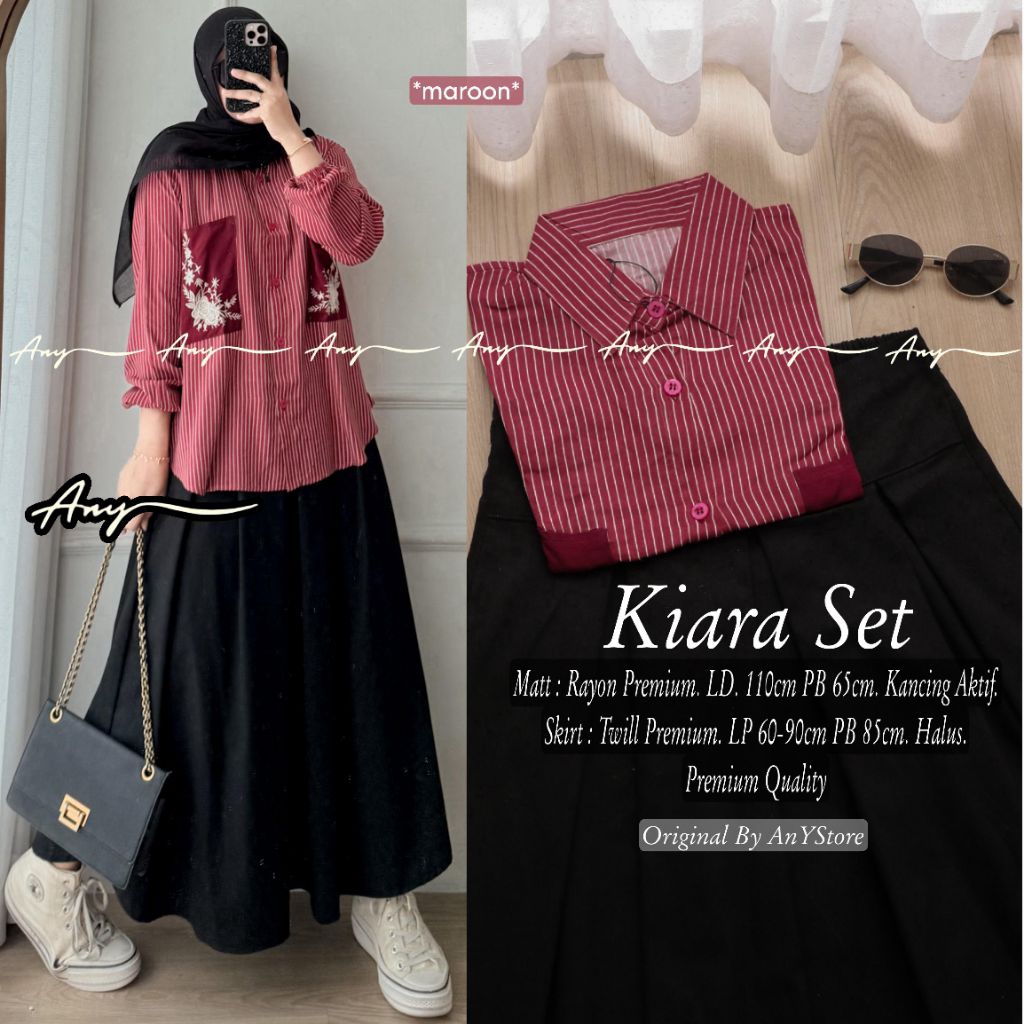 Kiara Navela Set setelan Atasan rayon premium dan rok panjang twill premium outfit kampus kerja syar