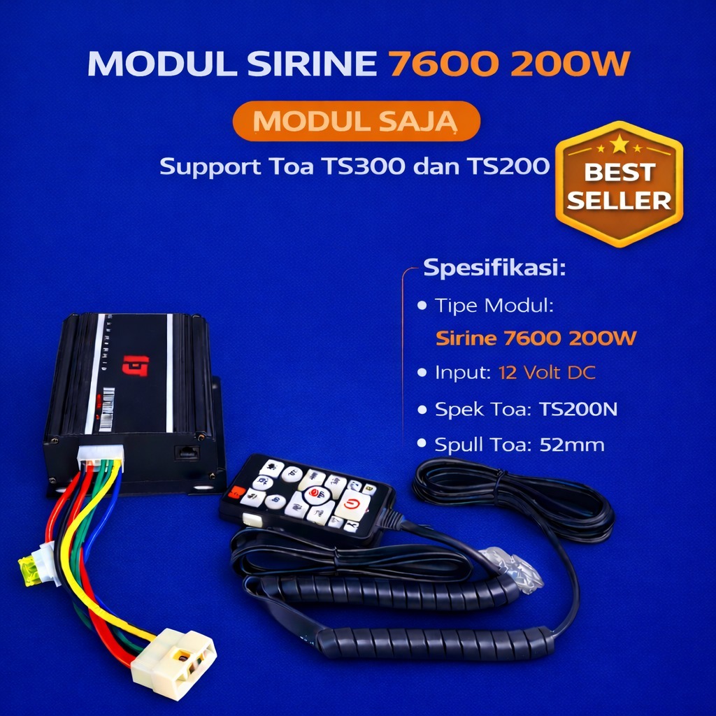 Modul Sirine 200 Watt Tipe 7600 - Power Besar Cocok untuk Toa Gerigi TS300 & TS200N - Sirine Patwal 