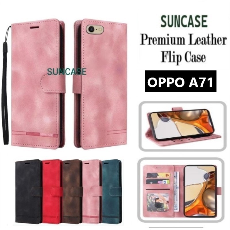 Casing hp OPPO A71 model flip dompet softcase premium ada tali