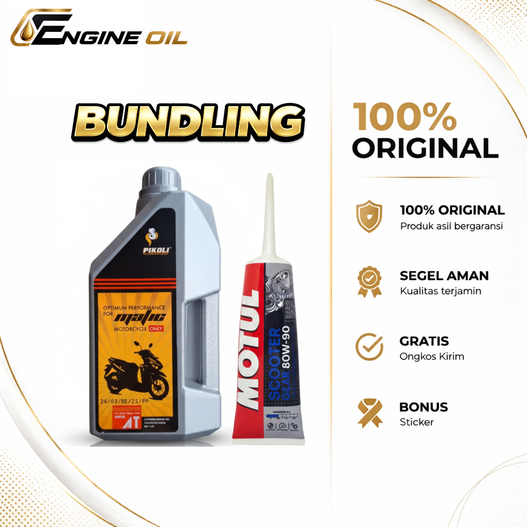 Paket Oli Wangi Pikoli Matic 10W30 0.8L/1L Synthetic  + Oli Gardan Motul Motor Matic PASTI ORIGINAL