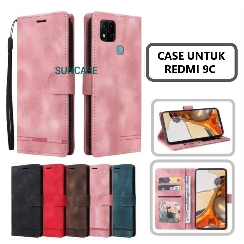 Casing hp XIAOMI REDMI 9C model flip dompet softcase premium ada tali