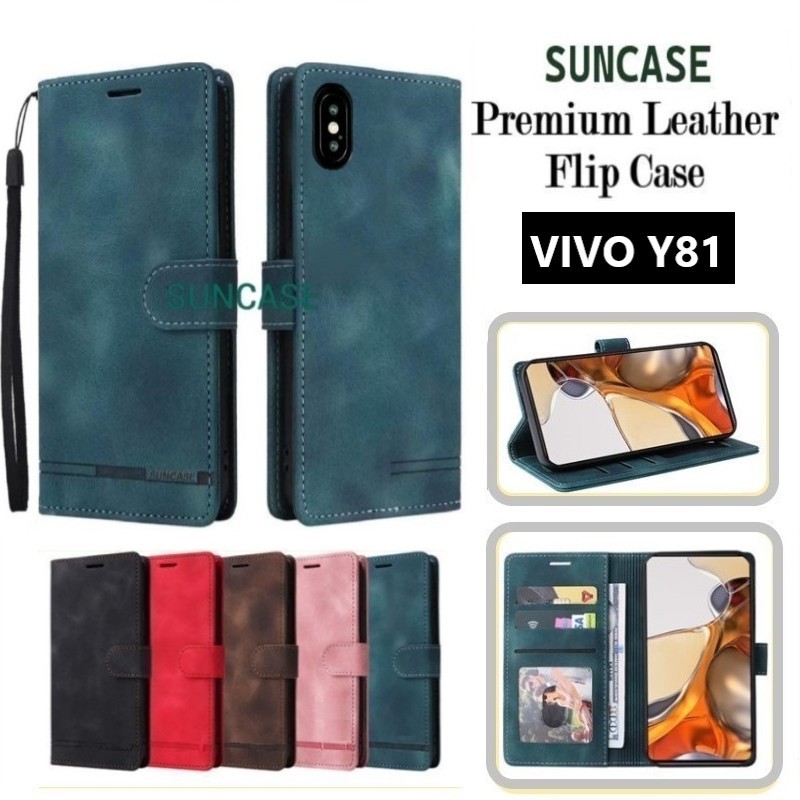 Casing hp VIVO Y81 model flip dompet softcase premium ada tali