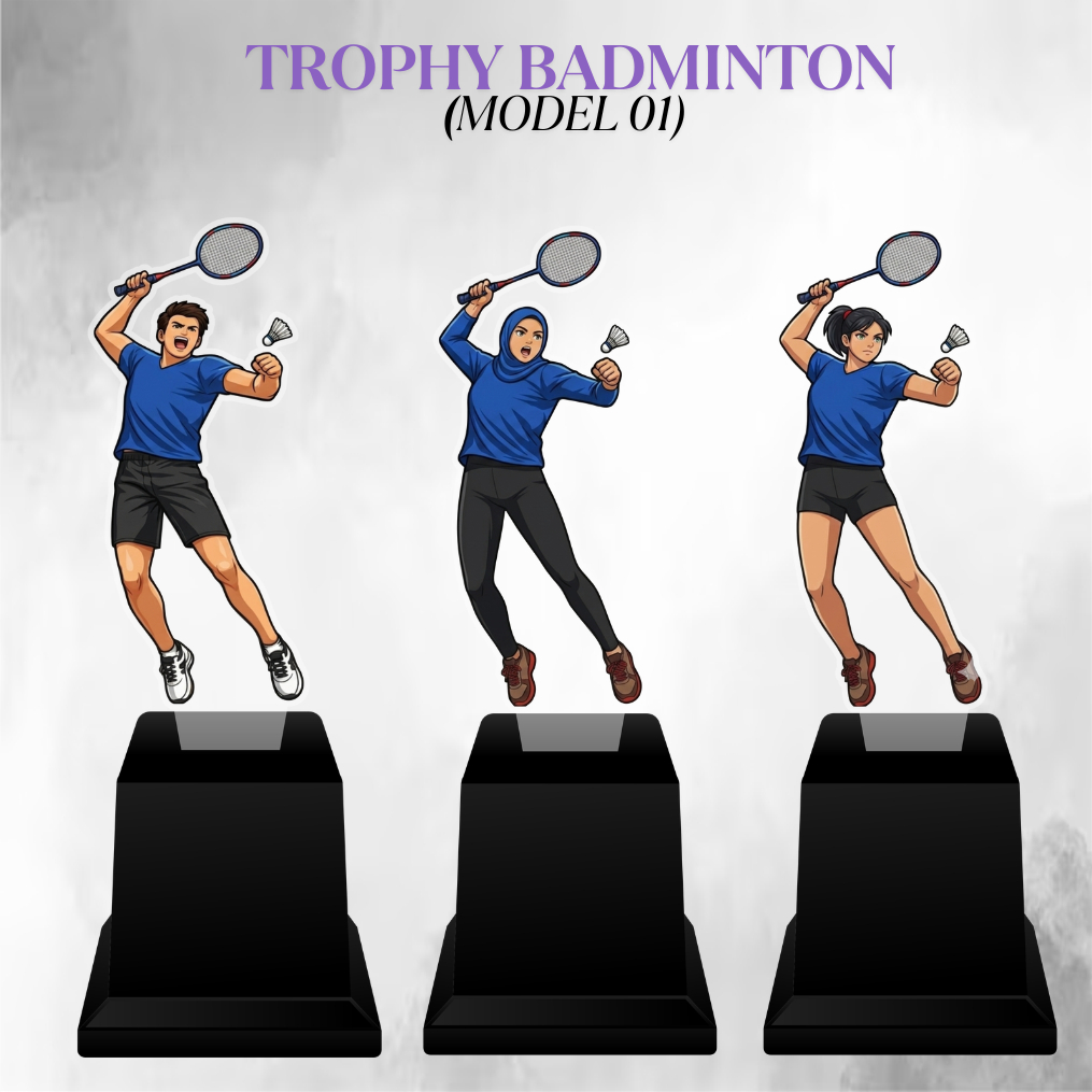 PIALA TROPHY BADMINTON Model 01 - Piala Akrilik Badminton - Penghargaan Akrilik Murah