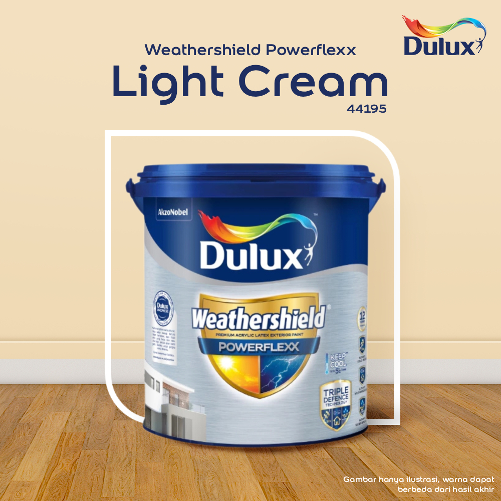CAT TEMBOK LIGHT CREAM DULUX WEATHERSHIELD POWERFLEXX - 2,5 LITER CAT LIGHT CREAM 44195 CAT TEMBOK E