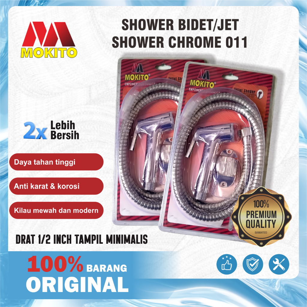MOKITO Set Jet Shower Spray Bidet Toilet Mandi Semprotan Chrome (011)