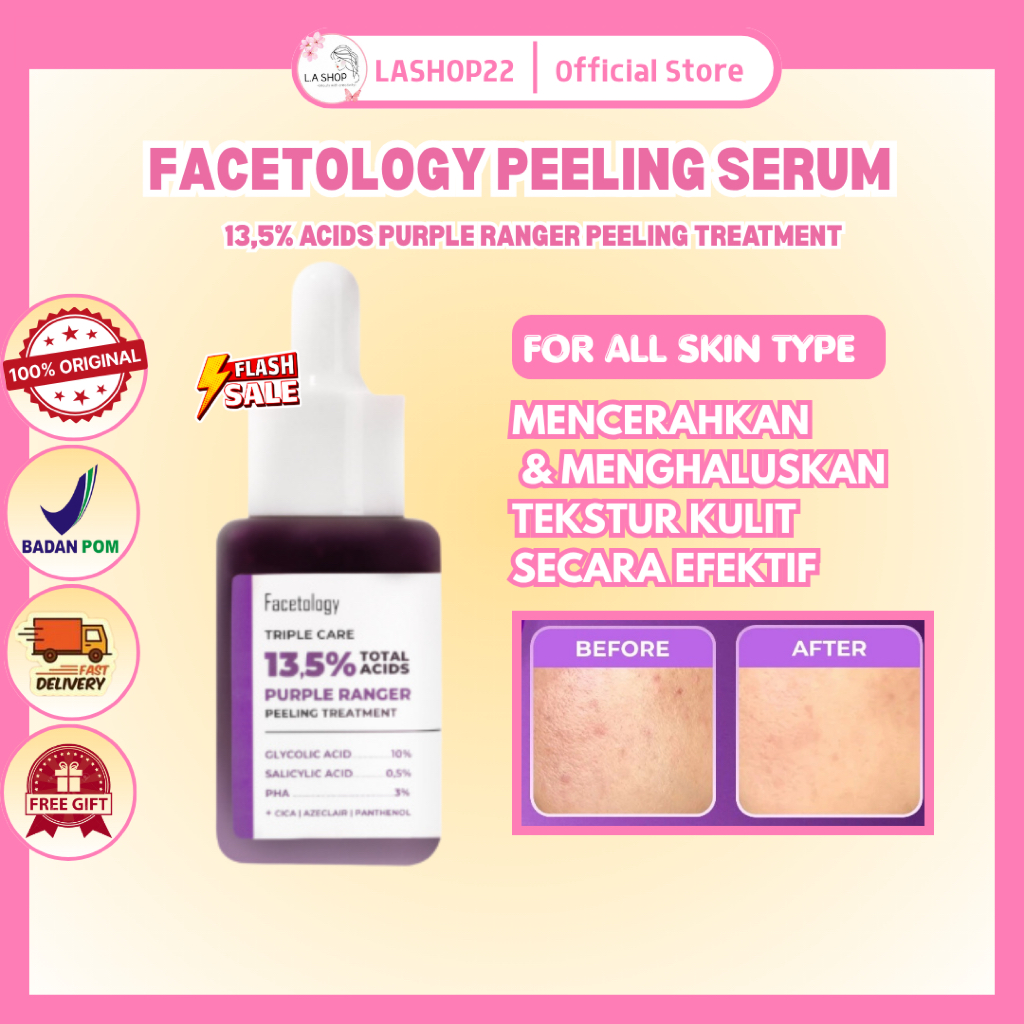 FACETOLOGY Peeling Serum 13.5% Glycolic Acid Salicylic Acid Serum Facetology Makassar