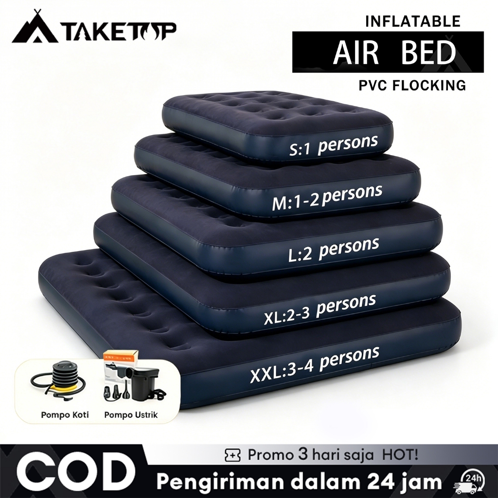 Kasur 1 Set Kasur Angin/ inflatable Air Bed with automatic air pomp / Kasur Angin/ Air Bed Double Ka