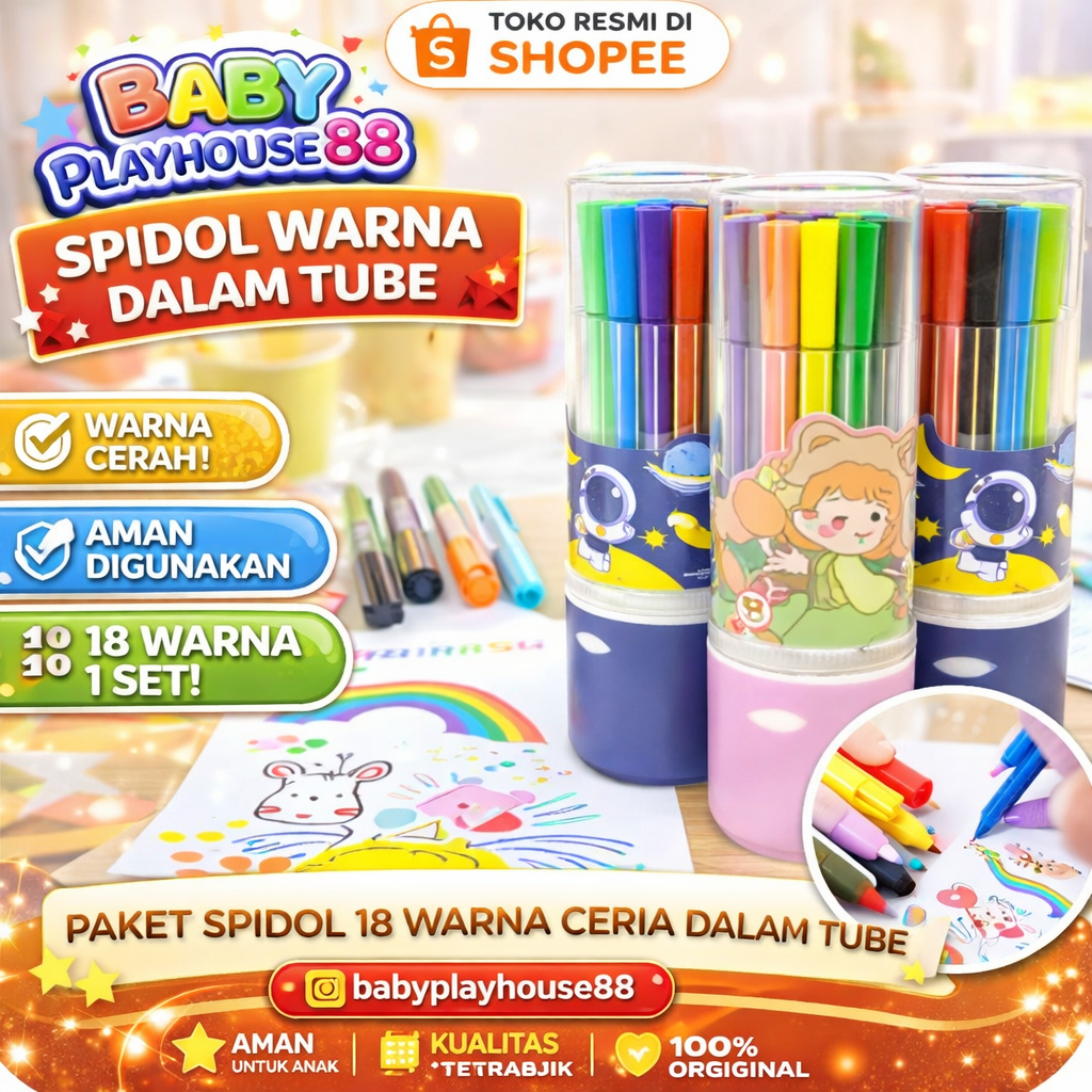 Spidol Warna Warni 1 Set Hexagonal Watercolor Marker Pen 12/24 Warna || 1 Set Spidol Warna Warni