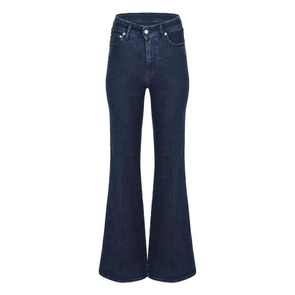 LAP Los Angeles Project Celana Jeans Cutbray Wanita Biru Gelap Dark Blue High Waist Stretch Flare Ba