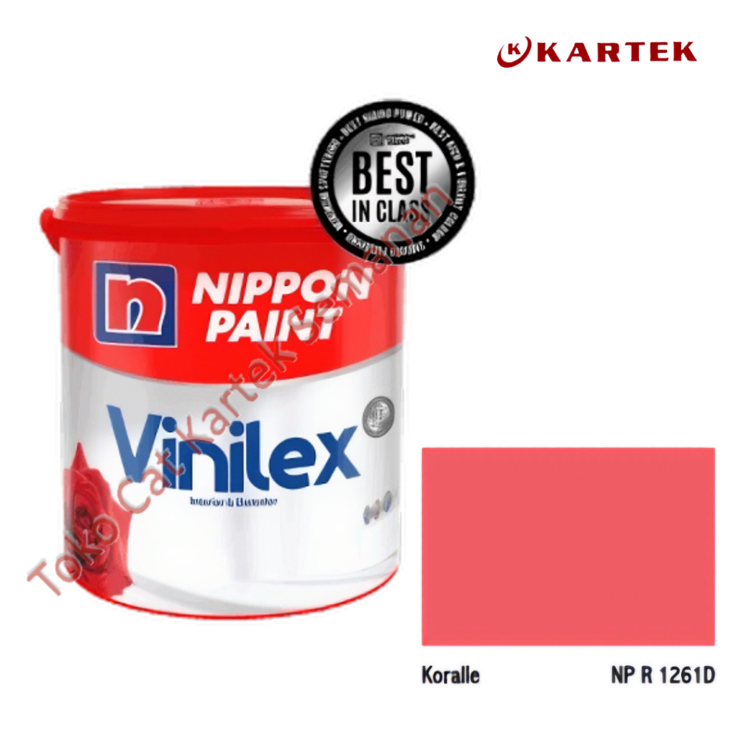 Nippon Paint Vinilex KORALLE NP R 1261D Cat Tembok Interior & Eksterior Merah Pink Tua Red Halus dan