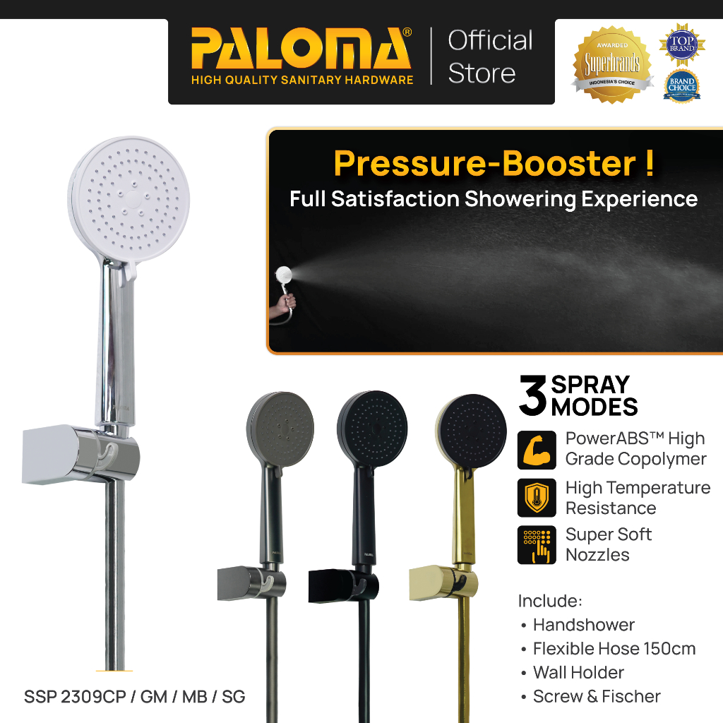 PALOMA SSP 2309 Shower Set Handshower Mandi Hand Shower Head Kepala Shower Genggam Sower 3 Mode Pake