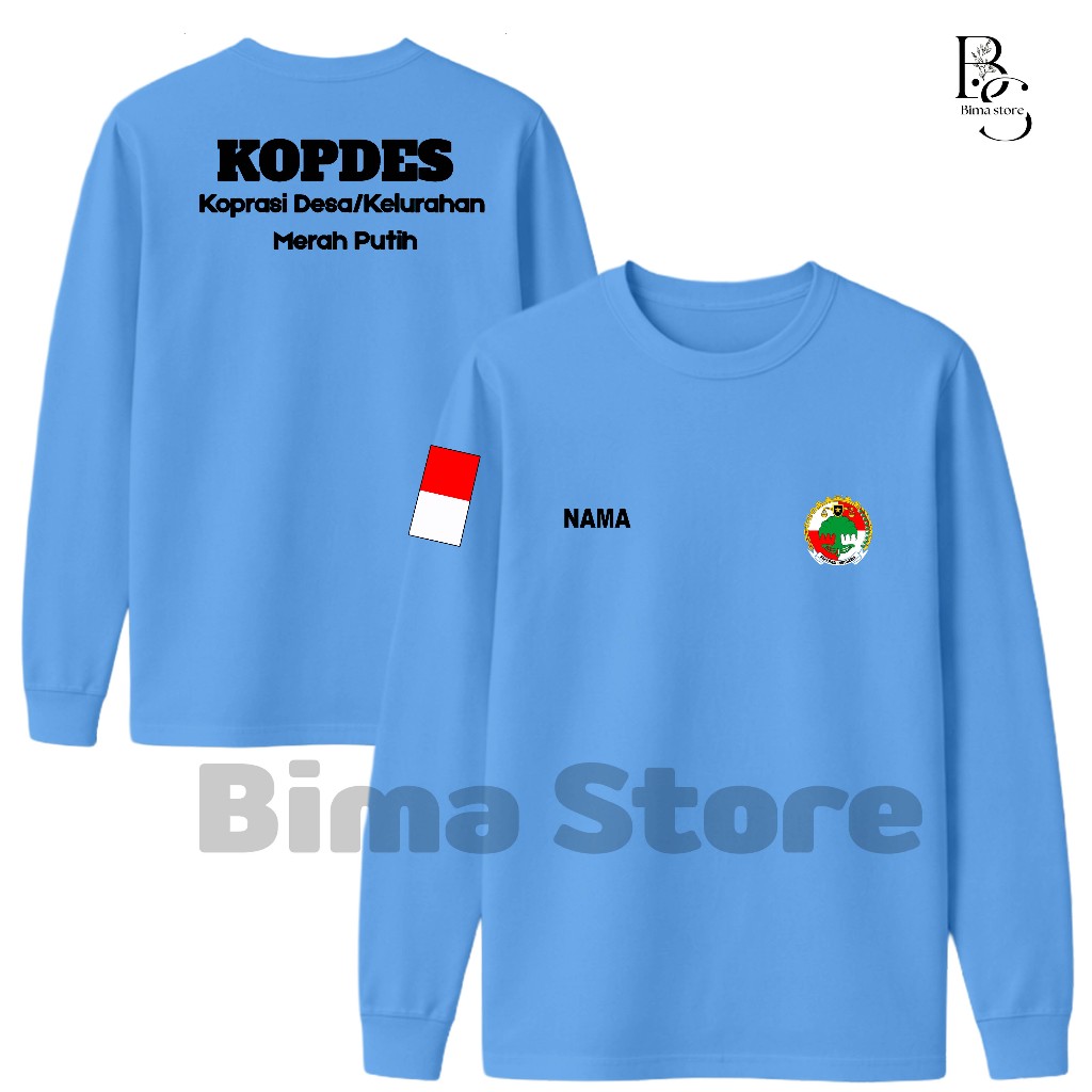 Kaos Baju KOPDES Koperasi Desa/Lurah MERAH PUTIH - Catton 24s lengan pajang sablon DTF Uisex Laki-la