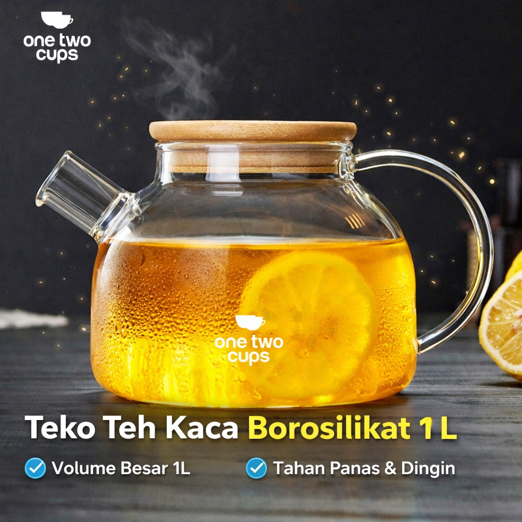 Teko Teh Kaca Borosilikat Saringan Tahan Panas Teapot 1L / Teko Teh Kaca Tahan Panas Api