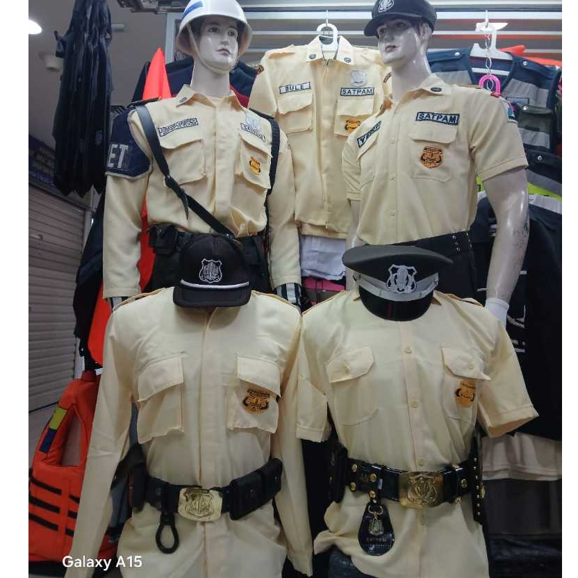seragam satpam pdl pdh krem-bahan gaia premium/ seragam pdh pdl krem gaia premium