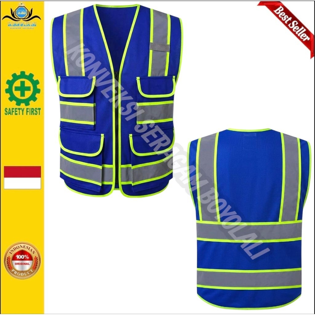 ROMPI SAFETY TERBARU - ROMPI SAFETY CUSTOM - SAFETY VEST HSE WARNA BIRU - ROMPI