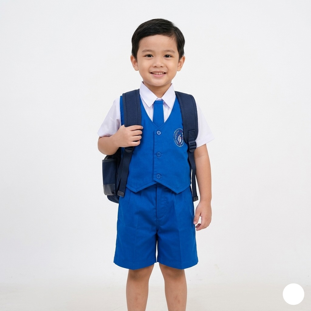 Baju Seragam PAUD TK PGRI | Baju Seragam PGRI Kemeja Putih Rompi Biru dan Celana Biru + Dasi