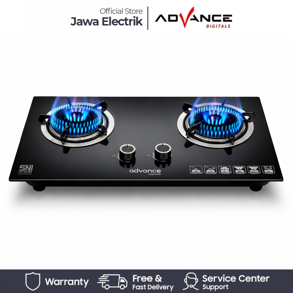 Advance GD-8802 A Kompor Gas TanamTornado Blue Flame 2 Tungku Tempered Glass Bisa Tanam & Meja