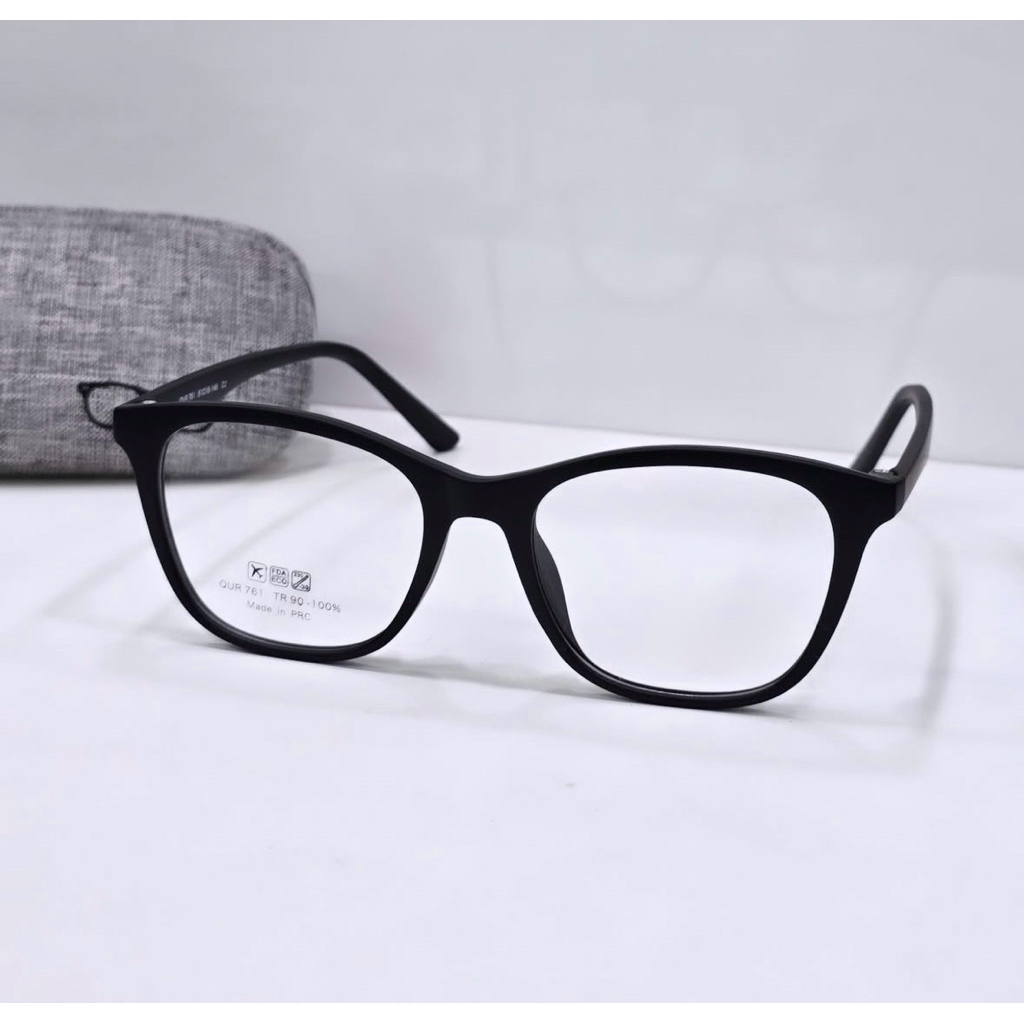 Frame Kacamata Anti Radiasi QUR 761 Black Matte – Nyaman Untuk Wajah Oval/Bulat