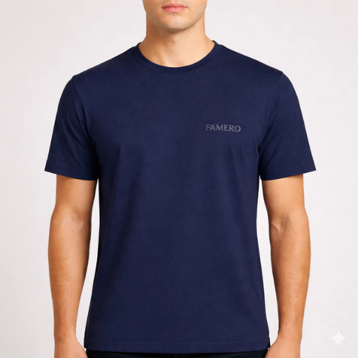 FAMERO - Kaos Polos Pria - Warna Biru Tua