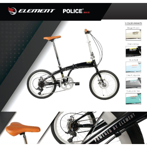 Sepeda Lipat Element Police Milan 8 Speed Folding Bike 20"