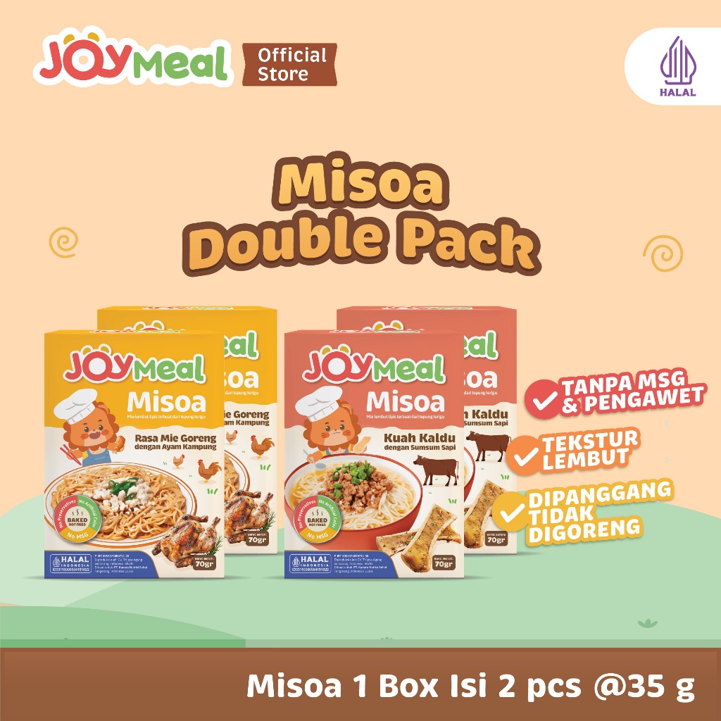 [Bundle 2pcs] JoyMeal Misoa Double Pack | Mie Sehat Lezat Bernutrisi Rasa Kuah Kaldu Sumsum Sapi dan