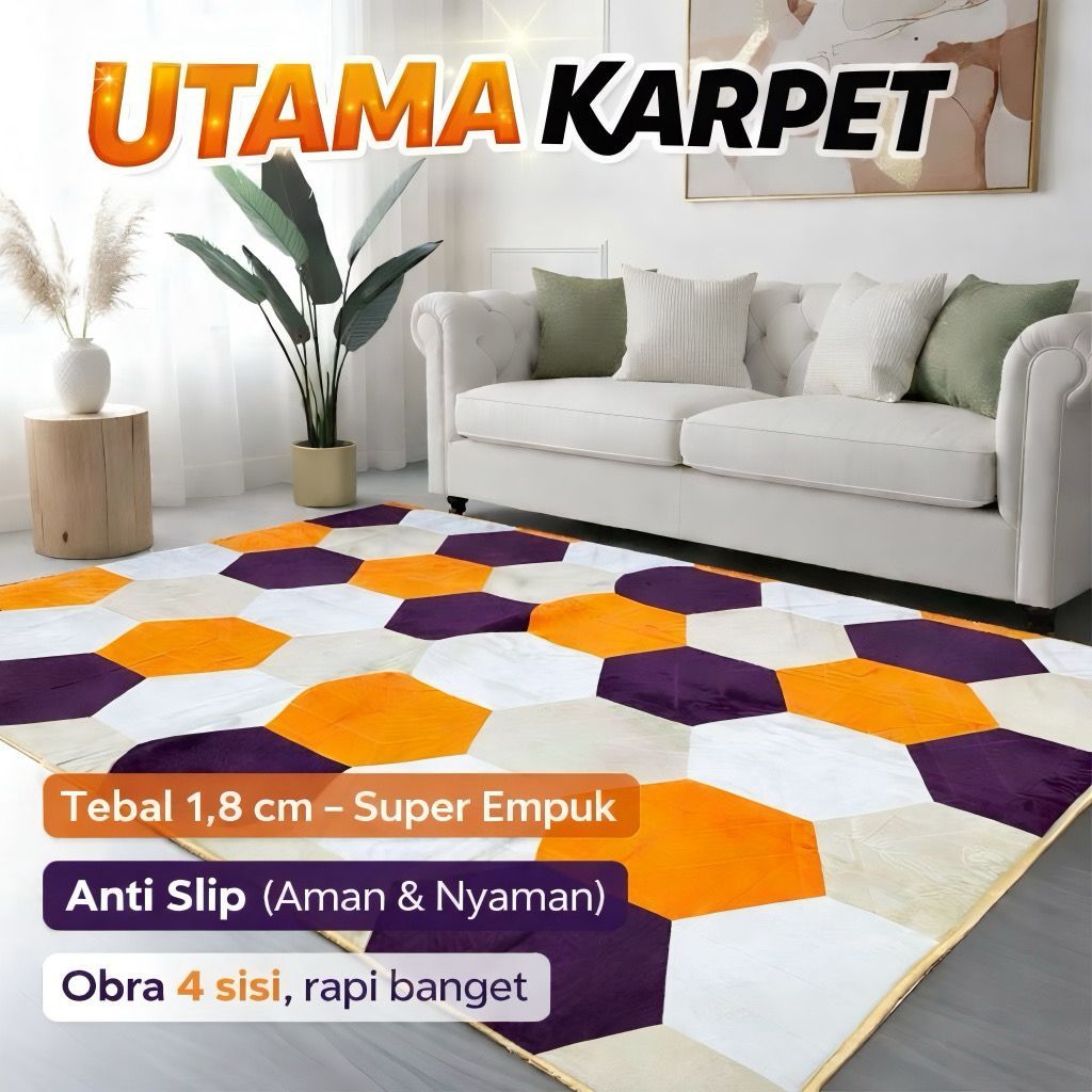 [190X220] Karpet Busa Lembut Tebal Anti Slip Desain Embossed