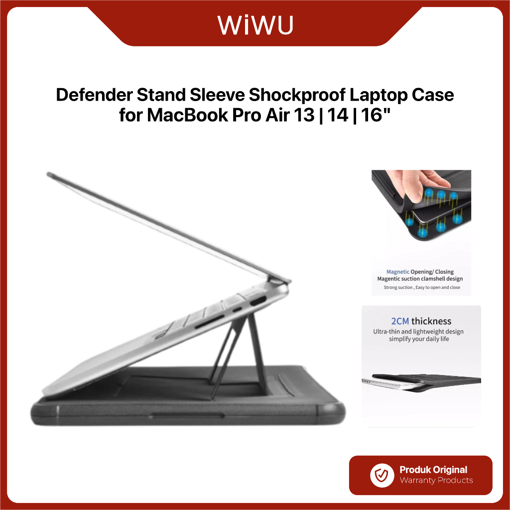 Case for MacBook Air Pro 13 14 16 Inch WIWU Defender Stand Sleeve Shockproof Magnetic Laptop Case Ad