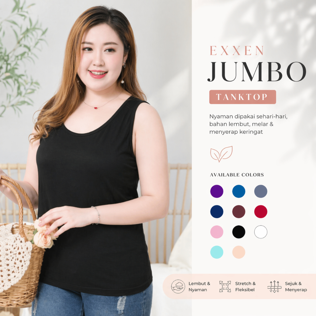 BEE - Tanktop Wanita EXXEN / Jumbo / Tanktop Wanita Tali Lebar Jumbo
