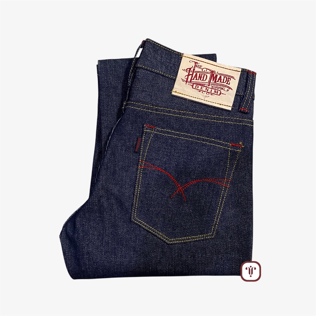 HANDMADE Celana Denim Pria Raw Denim Selvedge Accent sanforized Original Black Indigo