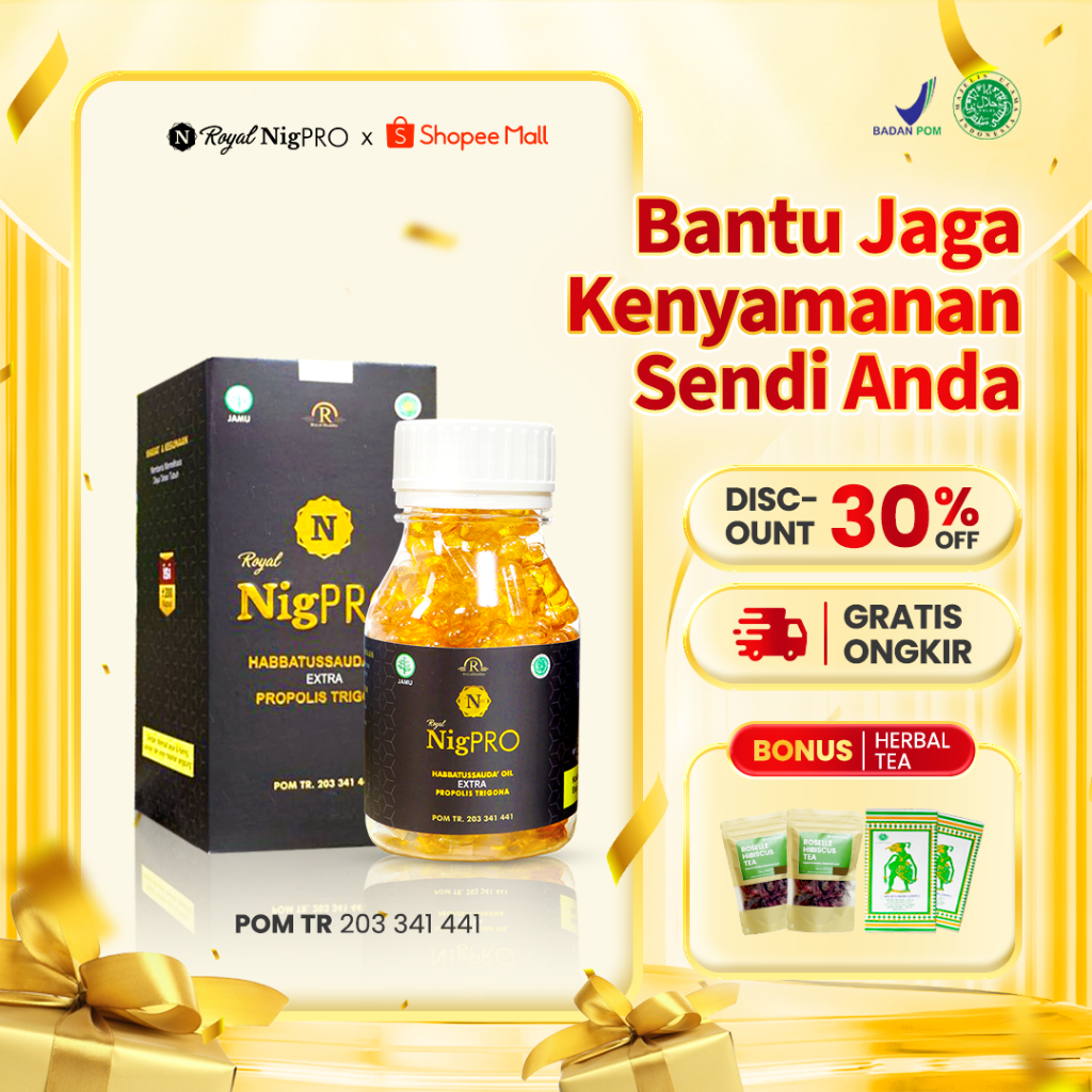ROYAL NigPRO Habbatussauda Oil Extra Propolis Trigona Herbal Nyeri Sendi - Isi 100 Kapsul