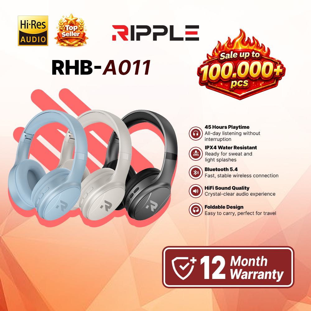 Ripple Bluetooth Headphones RHB A011 Noise Cancelling High Quality Heavy Bass Comfortable Headphones