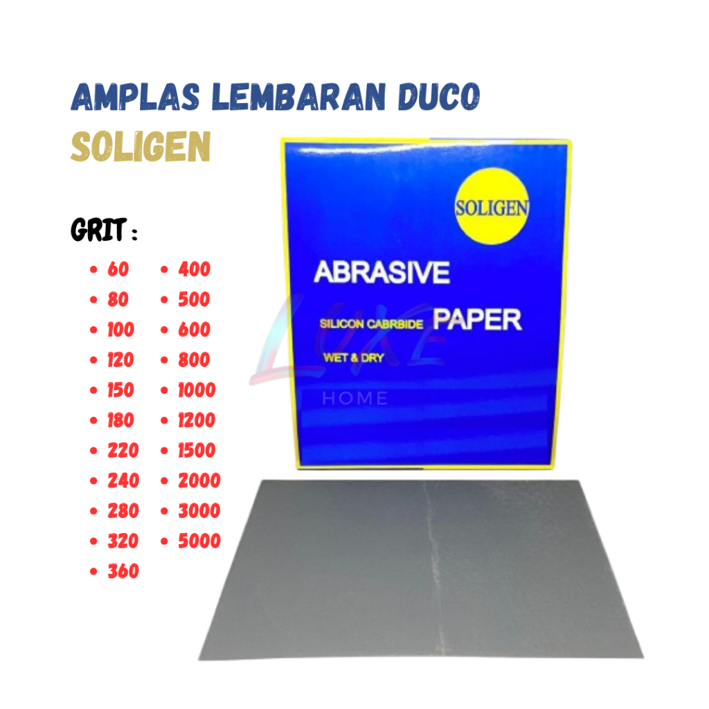SOLIGEN Amplas Lembaran Kertas Poles Duco Abrasive Paper Ukuran Grit Lengkap