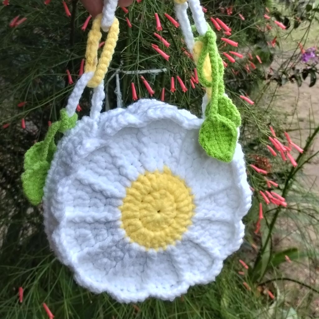 Tas rajut bunga Daisy tas rajut lucu tas rajut unik