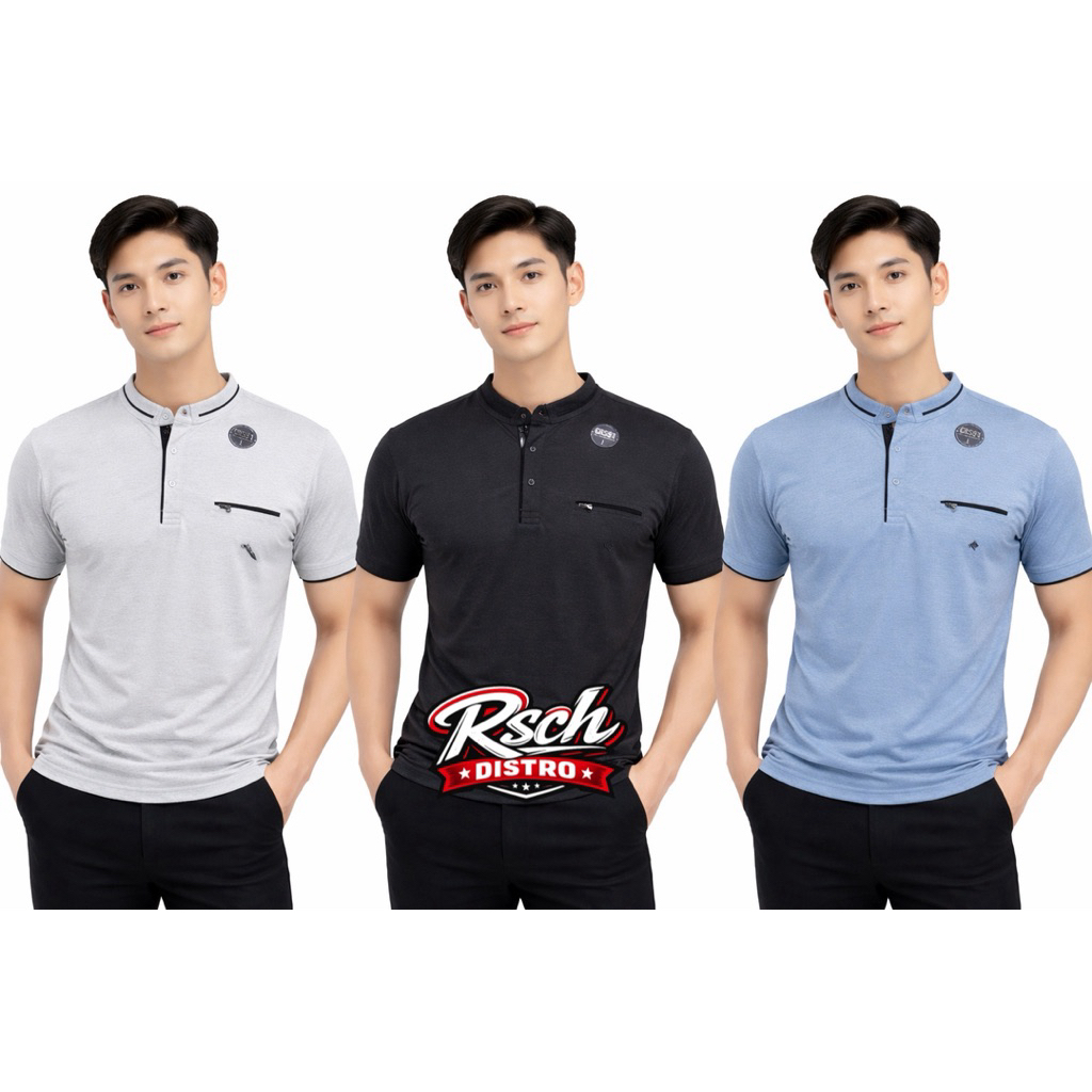 Kaos Kerah Shanghai Fashion Pria HUGO CLASS Original Misty Polos Lengan Pendek MIDES M-XXL (Kancing 