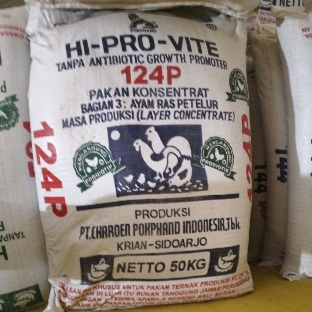 CP 124 P 124P  Konsentrat Pakan Ayam Petelur 50 Kg Hi-Pro-Vite Charoen Pokphand Original