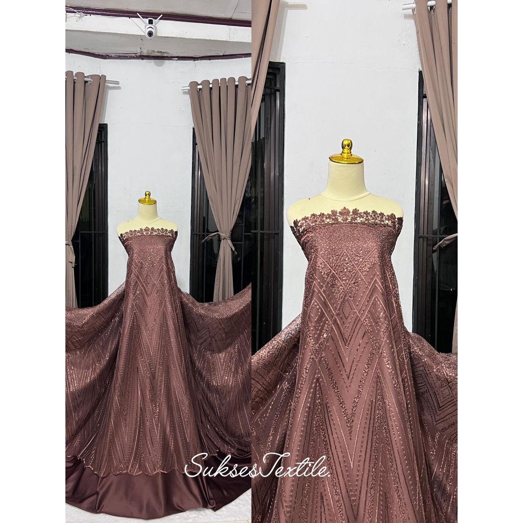 Kain Tile Payet Premium / Tile Bahan payet Kebaya / Bahan tile Payet Mewah Terbaru