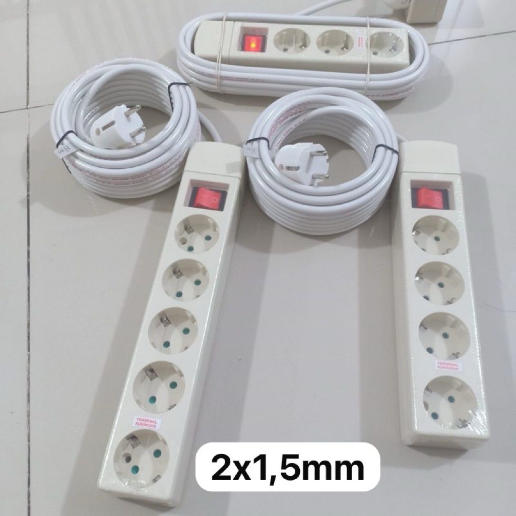Stop kontak kabel uticon ON/OF,3,4,5lubang+kabel1s/d10meter (Kabel 2x1.5mm)