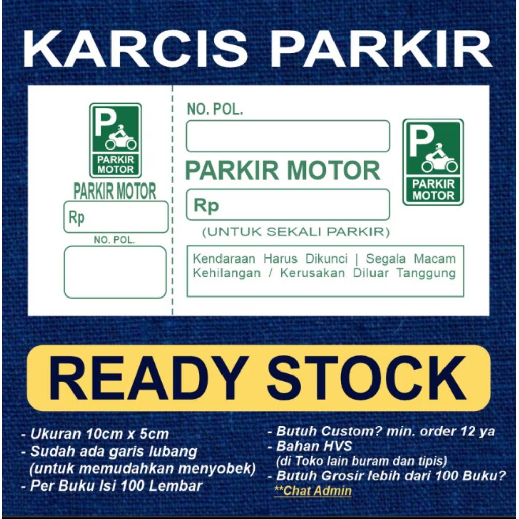 Karcis Parkir Motor UNIVERSAL, 2000, 3000, 4000, 5000 Banyak Variasi. Karcis Murah Berkualitas
