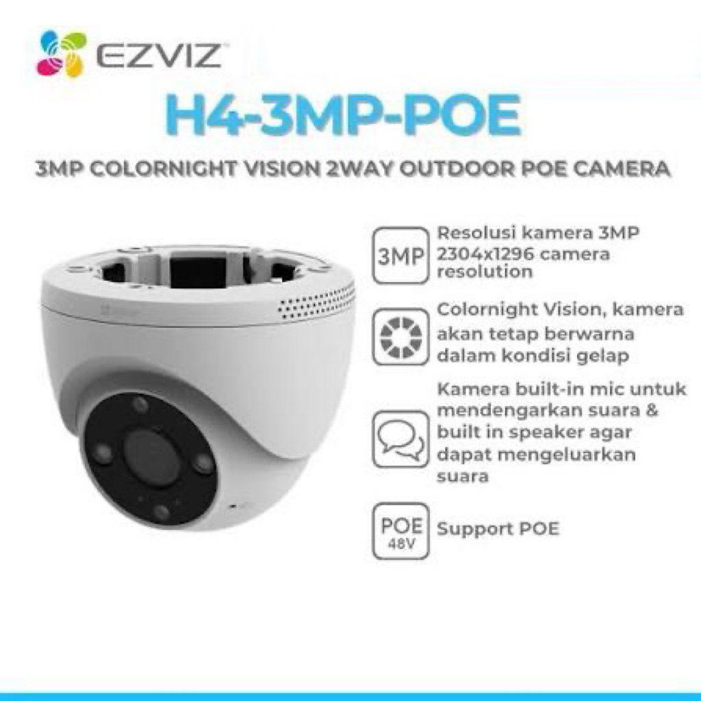 EZVIZ H4 3MP POE CAMERA INDOOR EZVIZ GARANSI RESMI