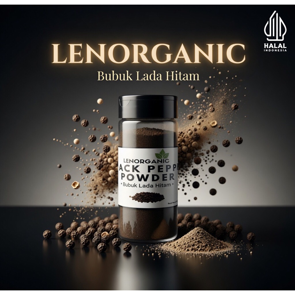 LENORGANIC | Botol Bubuk Lada Hitam / Black Pepper Powder / Merica Lada Hitam 50 gram
