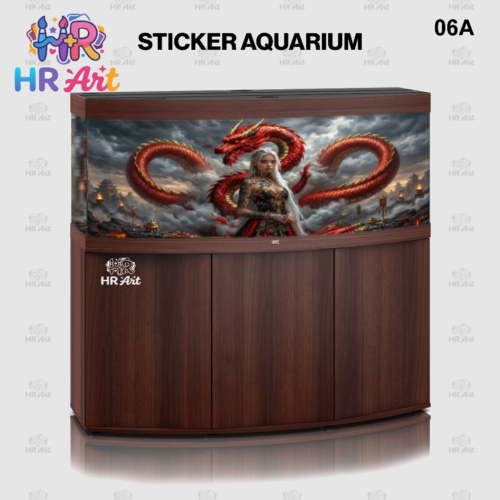 Sticker Background Aquarium 3D HD | Wallpaper Tema Naga | Dekorasi Aquarium Anti Air