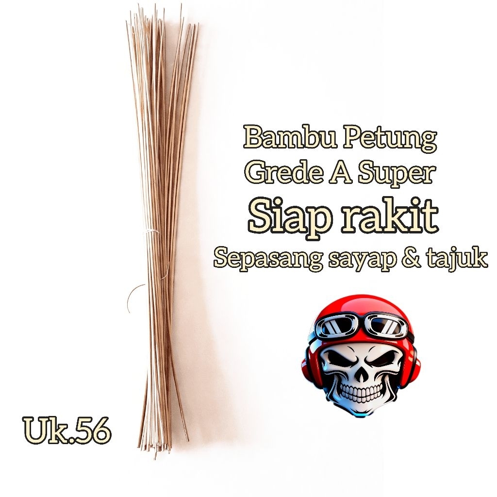 Bambu petung Uk.56 serutan 2,6mm Layangan Sukoi Super alus siap rakit. per-sepasang spek turnamen