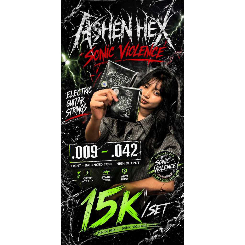 Senar Gitar Elektrik ASHEN HEX 2 Set