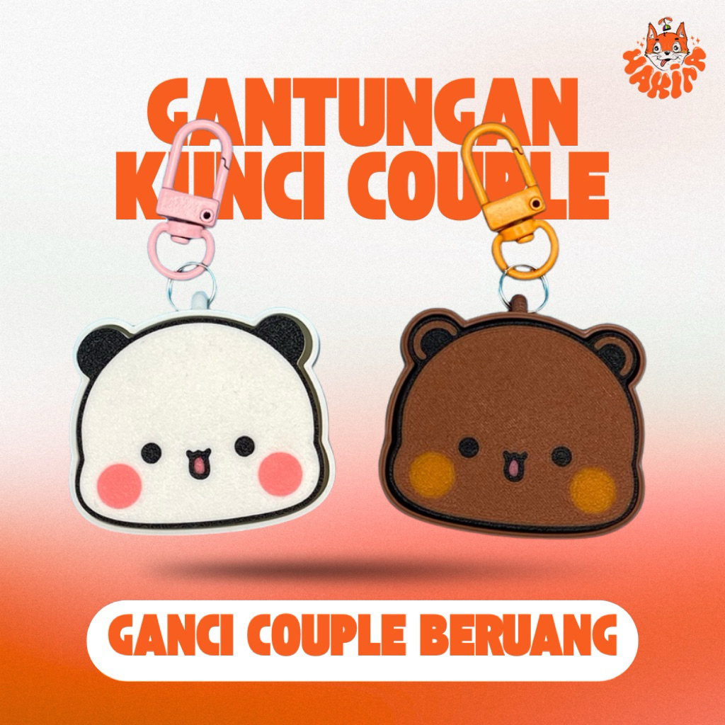 Ganci Couple Beruang Stiker WA Fidget Clicker Keyboard Gantungan Kunci Lucu