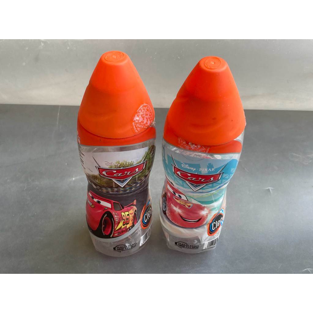 1 set 2 botol plastik aqua kosong Cleo Limited ed. Disney Pixar Cars