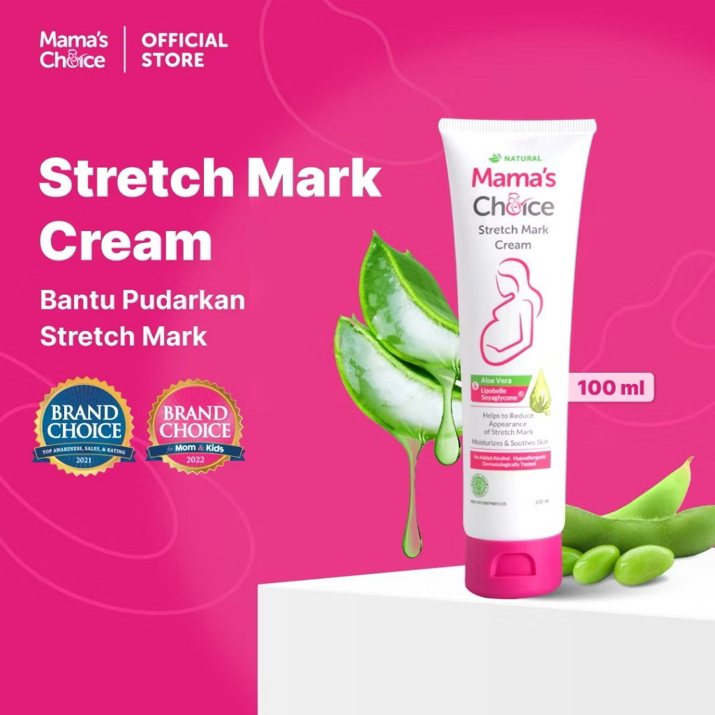 Krim Stretch Mark Mama’s Choice - Aman untuk Ibu Hamil & Menyusui, Melembapkan dan Mengurangi Gatal